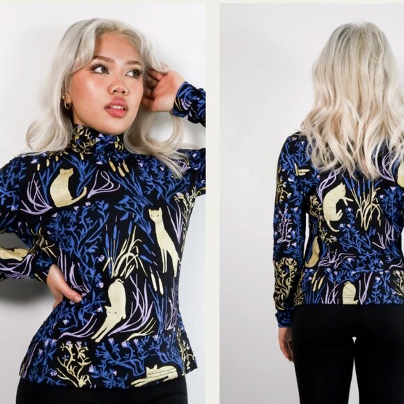 Thief & Bandit (Made in Canada) Cat TURTLENECK 100% Cotton Hand-screenprinted - Picture 11 of 12